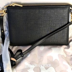 Dagne Dover💋 Black Leather Flap Crossbody purse, dust bag included NWOT
